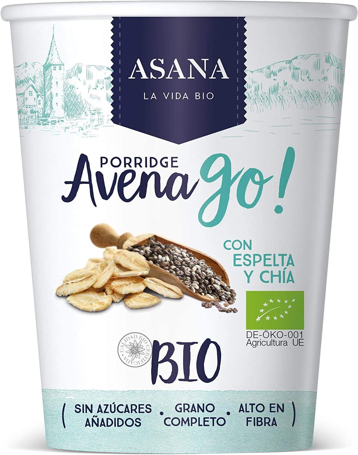 Porridge Ecológico de Avena con Espelta y Chía. Sin Azúcar Añadido ...