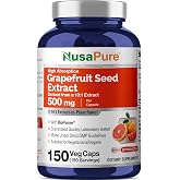NusaPure Grapefruit Seed, Vegan, 500mg, 150 Veg Capsules - 150 Servings | Citrus Paradisi Fruit 10:1 Extract, Herbal Formula, Suitable for Adults, Manufactured in a cGMP Registered Facility USA