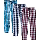 MoFiz Men's Pajama Pants Ultra Lightweight Pjs Bottoms Sleepwear Bottom Pants with Pocket Drawstring 3-Pack
