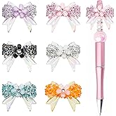 HOMICO Rhinestone Bows Beads for Pens 6pcs Fancy Bow Beads for Beadable Pens Beadable Keychains Colorful Bowknot Beads for DIY Pens Jewelry Keychain Making Suppliers