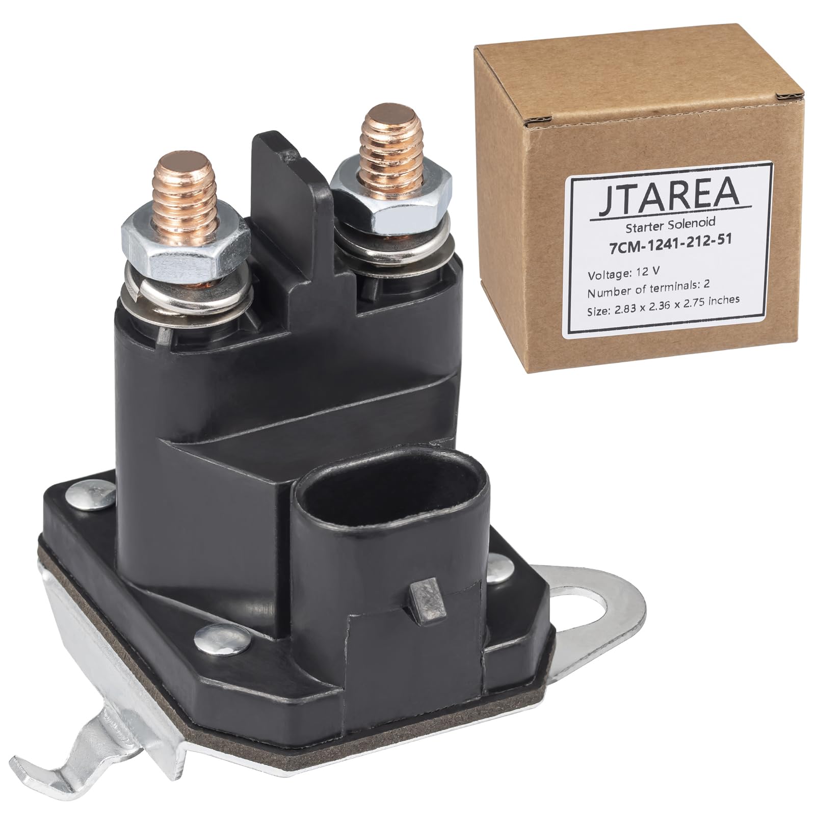 JTAREA 7CM-1241-212-51 Starter Solenoid 12V 2 Terminals Lawn Mower Solenoids Relay Replacement Parts for Trombetta 7CM124121251 M008904-000 Gravely 05167200 Riding Lawnmower Tractor