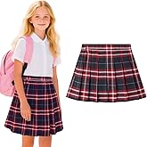 HILEELANG Girl School Uniform Pleated Scooter Skirt with Under Shorts Pull On Elastic Waist Skirt