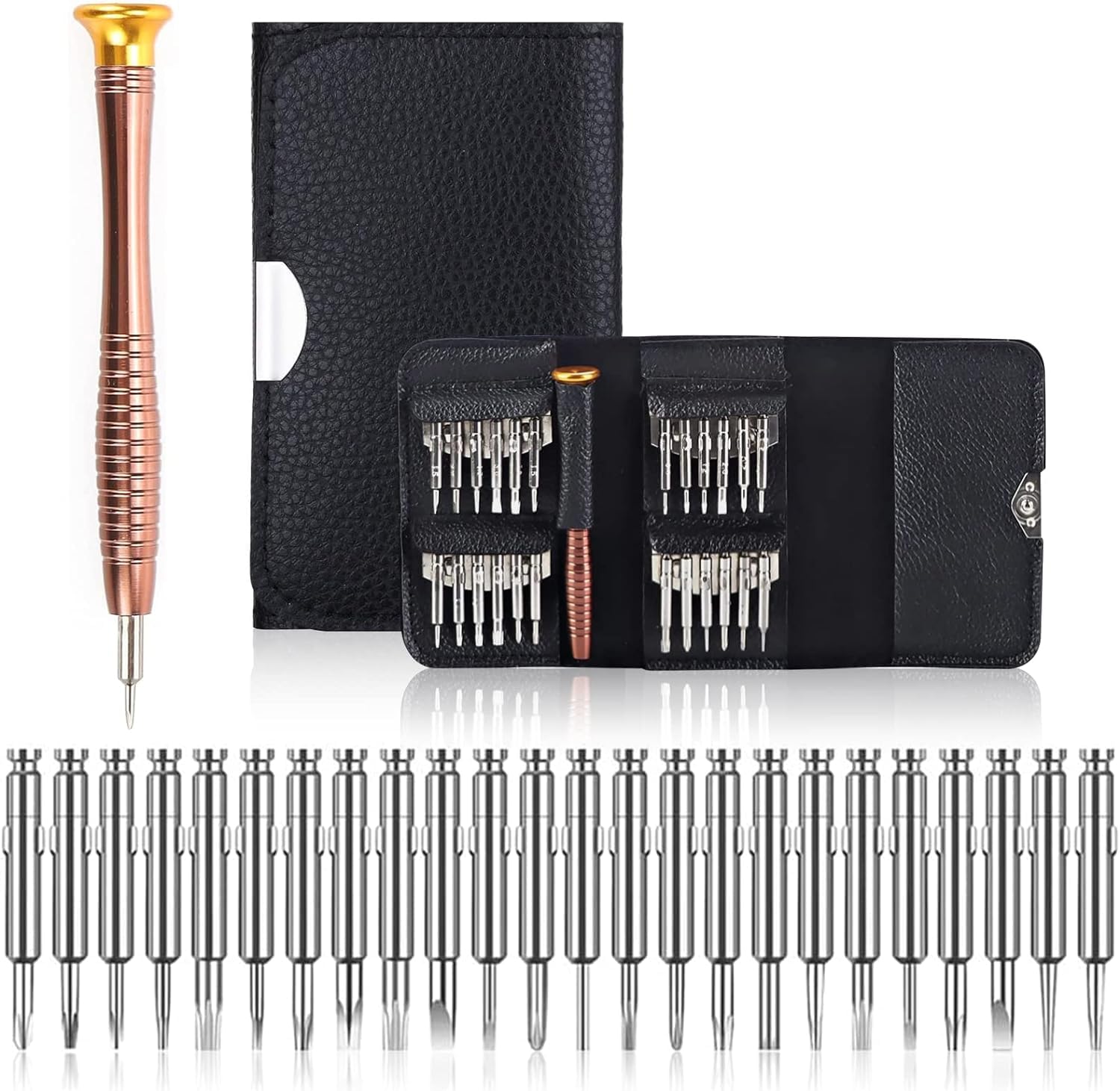 3DBUYER 25 in 1 Precision Repair Opening Tool Kit Penta Lobe Torx Phillips Screwdriver with Leather Case for Mobile Phone, PC Laptop, Watch, Computers, iPad Electronic Workshops