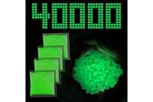 BIOBUBANA 4 Pack Glow in The Dark Water Balls Beads Refill Ammo, (40000 Pieces, 6-8 mm), Luminous Refill Ammo Gel Ball Water Balls, Suitable as for Gel Splatter, Ball Blaster Bullets, Home Decoration
