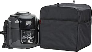 NICOGENA Pressure Cooker Dust Cover Compatible with Ninja Foodi 6.5 Quart And 8 Quart Pressure Cooker, Front Pocket for Accessories and Aluminum Film Lining for Easy Cleaning, Black