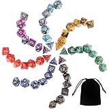 SIQUK 15 Pezzi Set di Dadi Poliedrici D3-D100 Dadi da Gioco Dadi D&D per Dungeons Dragons RPG MTG, Nero e Giallo