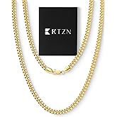RTZN® Gold Cuban Link Chain for Men – 3.5/5mm Mens Cuban Chain – Premium Black, Gold & Silver Stainless Steel Necklace for Men – Non-Tarnish & Waterproof Mens Chain Necklaces – 18/20/22/24/26" inches