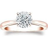 Diamond Wish 1/3 Carat Round Diamond Solitaire Engagement Ring in 14k Gold (H-I, I1-I2, cttw) 4-Prong Set Size 4 to 9
