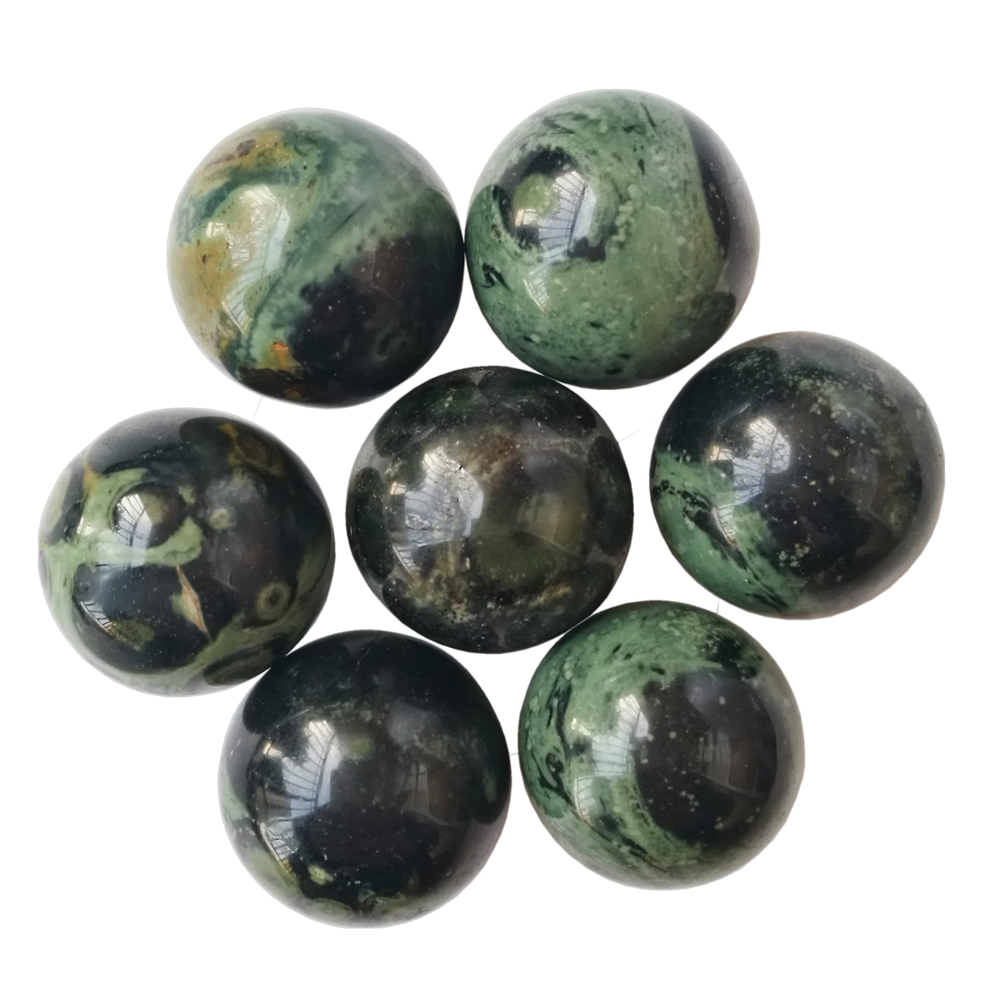 Manekieko 7 Pcs Natural Kambaba Jasper 2cm Crystal Sphere Ball Set,Feng Shui Chakra Aura Home Desk Decor Decorative Collection