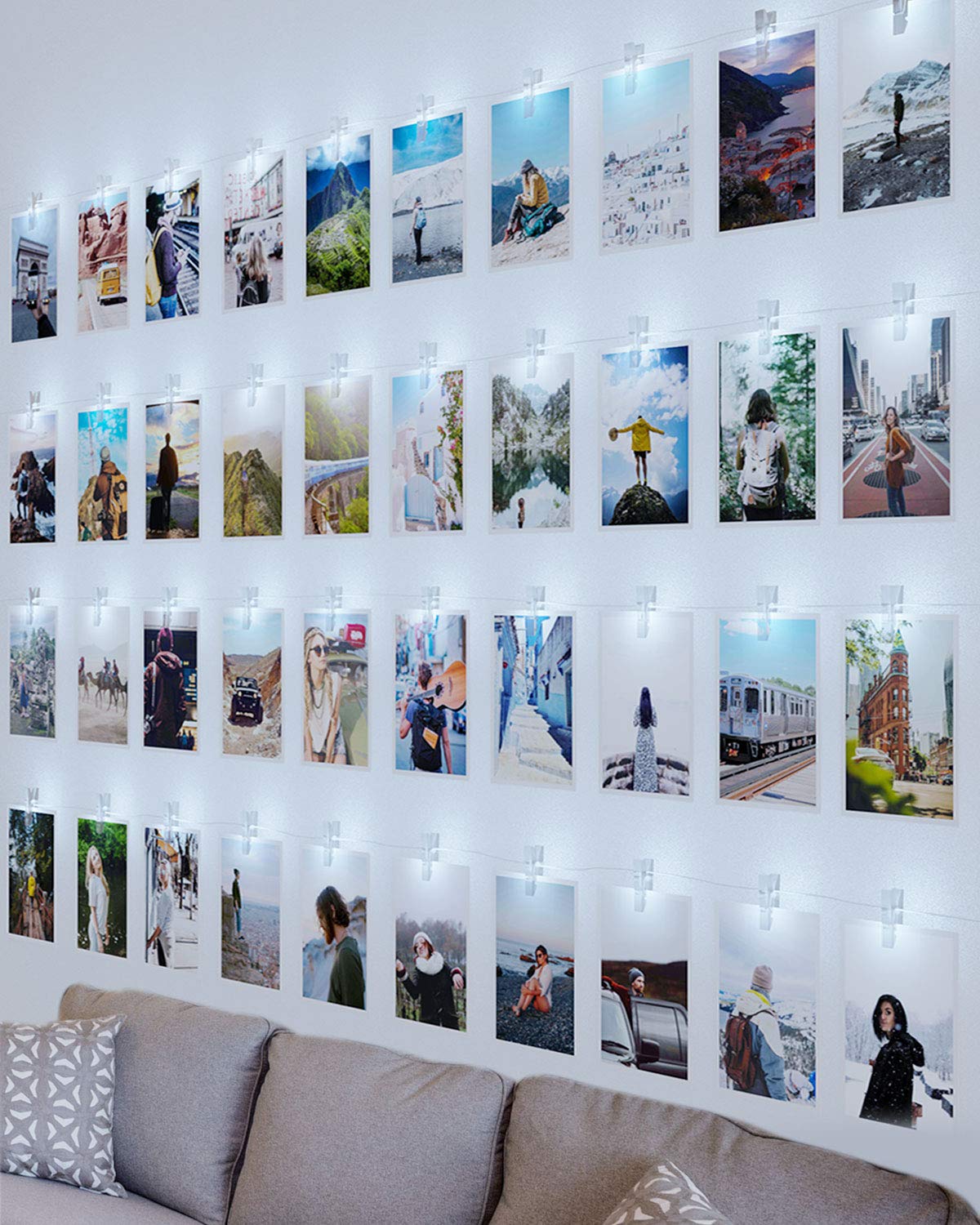 100 LED Photo Clip String Lights, Litogo10M Photo Peg Fairy Lights with 60 Clips Indoor Battery Powered Cooper Wire Hanging String Photo Frames Decoration for Bedroom Wedding Party Xmas (Cool White)