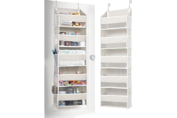 ULG 1-Pack Over Door Organizer with 5 Large Pockets 10 Mesh Side Pockets, 44 lbs Weight Capacity Hanging Storage Organizer wi