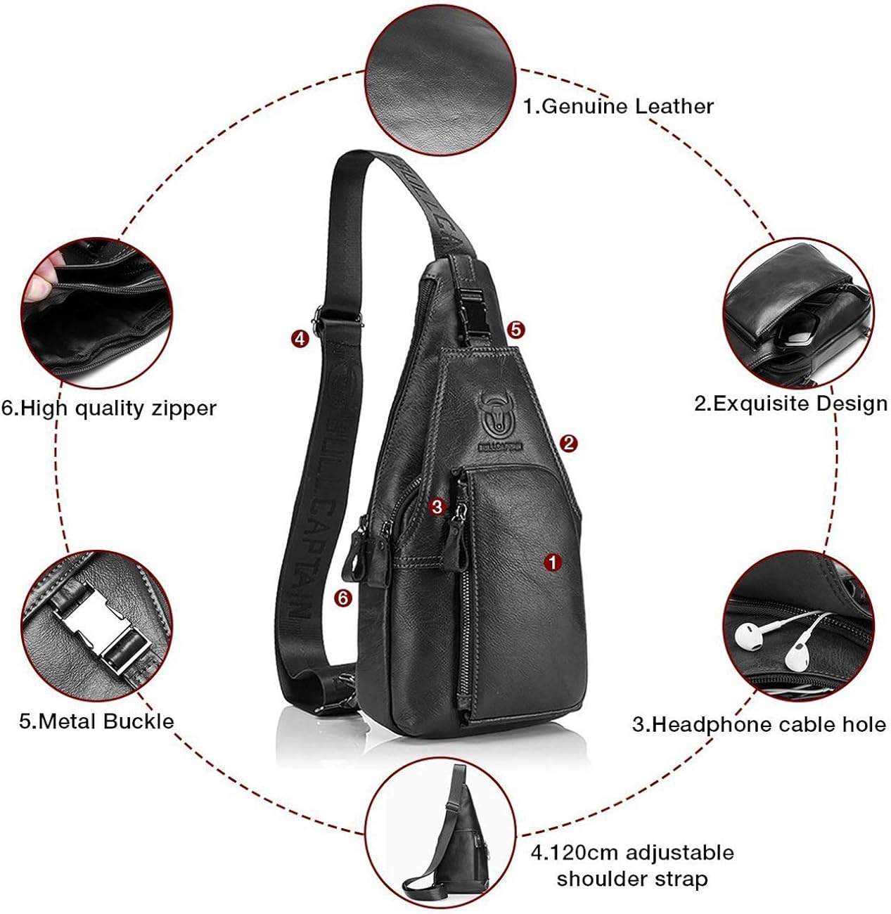 BULLCAPTAIN Men Chest Bag - Image 5