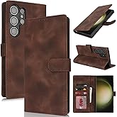 SunYoo for Samsung Galaxy S23 Ultra Case Wallet with Card Holder,Galaxy S23 Ultra Wallet Case for Men Women,PU Leather Magnetic Buckle Stand Flip Cover-Dark Brown