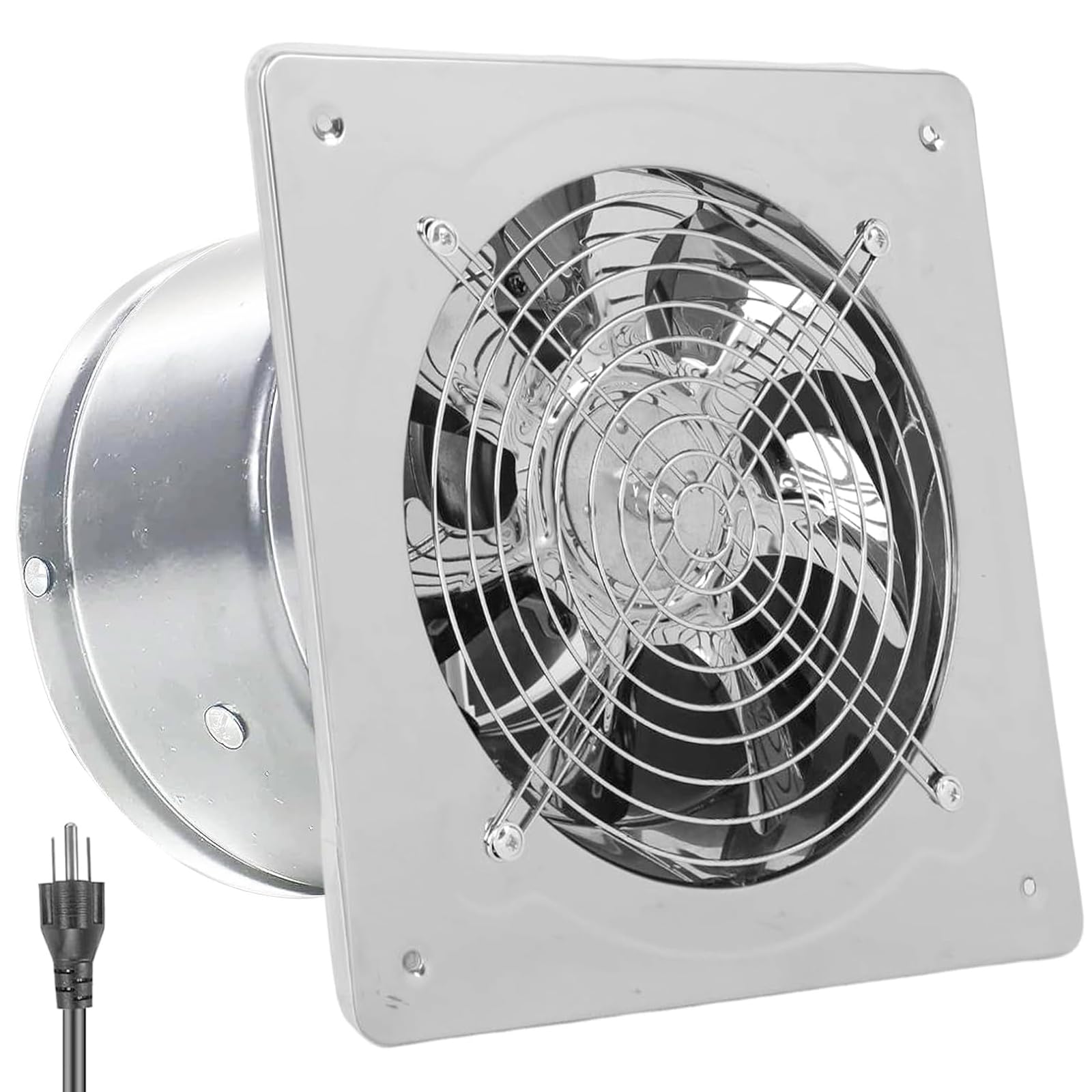 Photo 1 of 12 Inch Exhaust Fan with Plug, 1558CFM Through-the-Wall Ventilation Fan with Light Weight Pure Copper Motor, for Laundry Room, Toilets, Garage, and Shopping Mall, 110V (12 inch, silver)