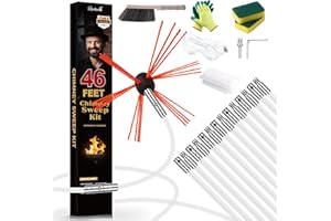 Morinoli Chimney Sweep Kit - 46 Feet, Chrome Button Locking System, 14 Flexible Rods