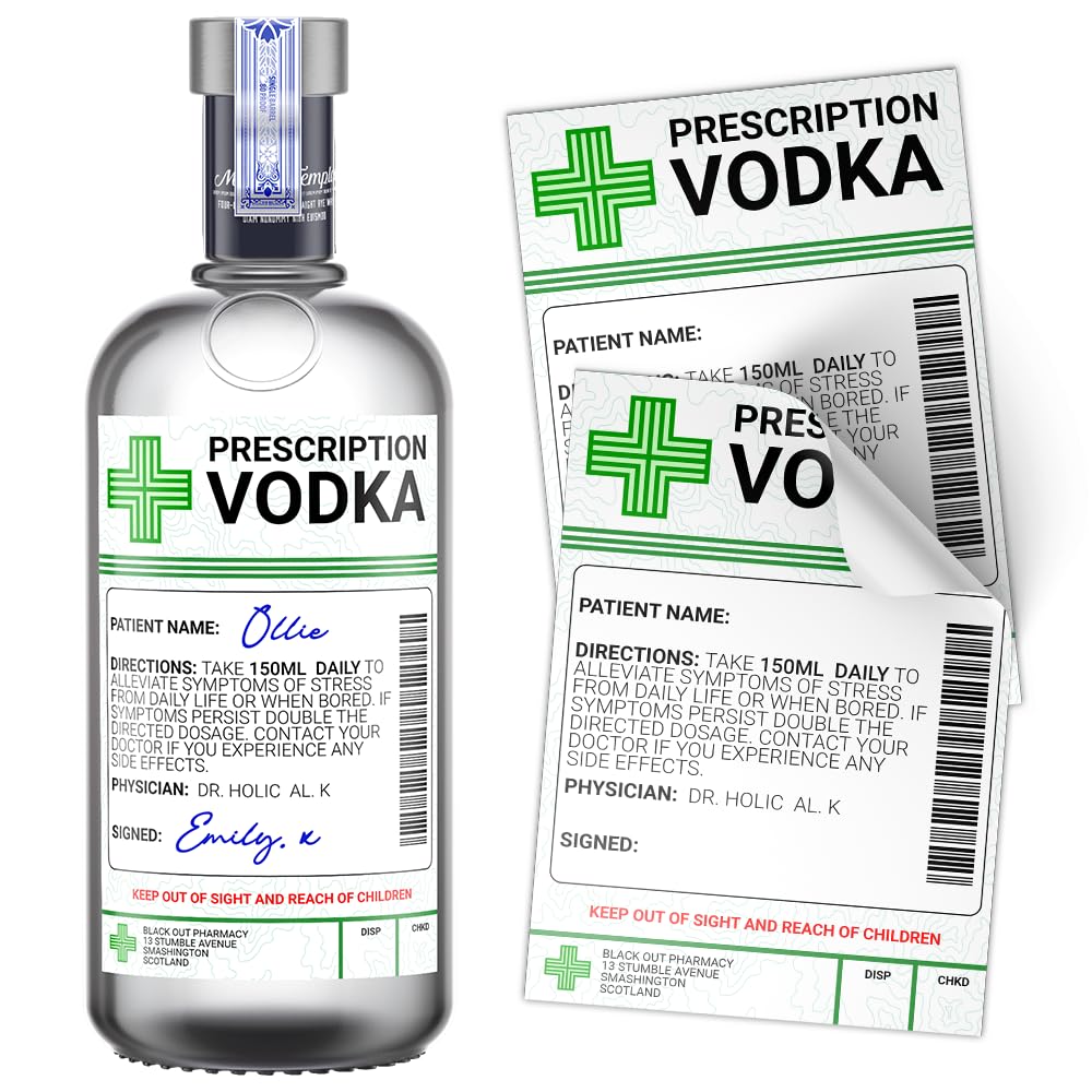 Vodka Prescription Medical Alcohol Bottle Gift Funny Drinks Sticker Label (6)
