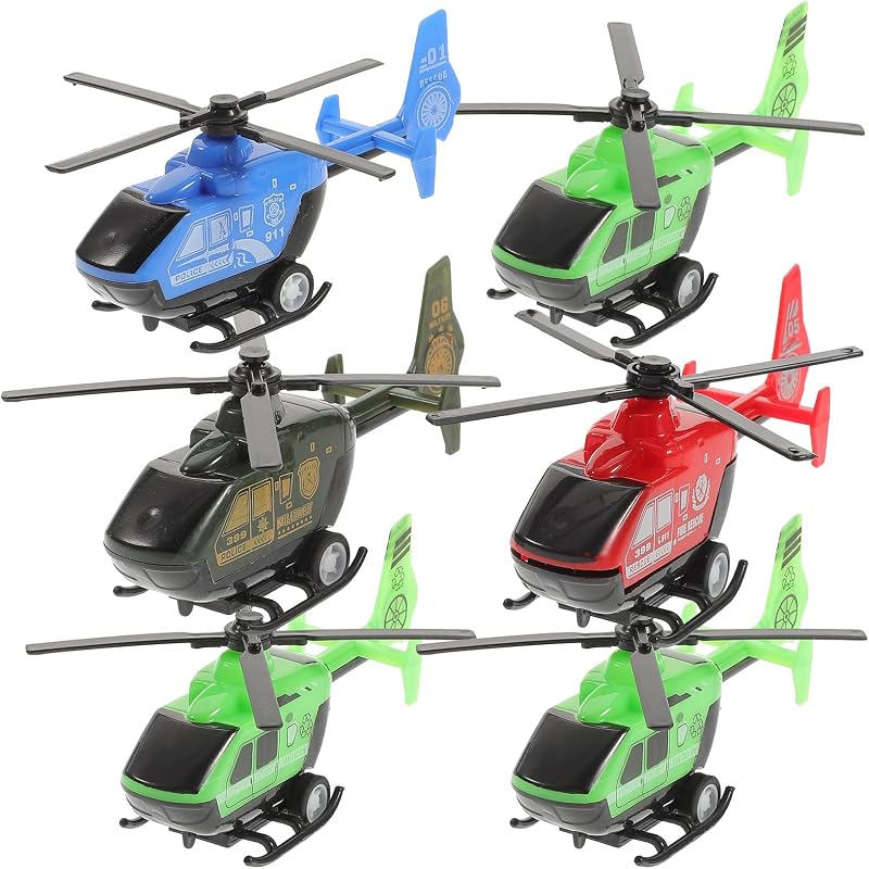 NUOBESTY Mini Pull Back Helicopter Toy 4.5 Inch Inertia Plane for Kids Realistic