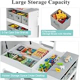 Maxmass 2-in-1 Kids Art Table Set with Storage & Paper Roll, Gray view 4