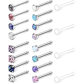Ruifan 18G 1.5mm 2mm 2.5mm 3mm Jeweled Opal Nose Bone Studs Rings Pin Piercing Jewelry 4-20PCS