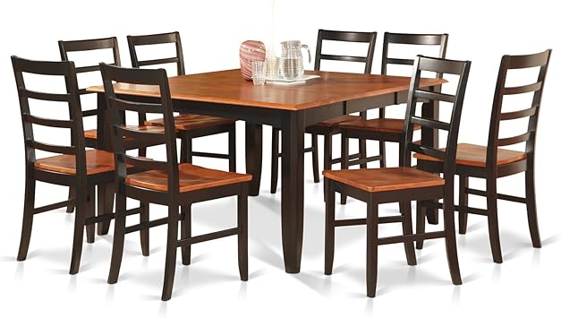 Amazon Com 9 Pc Dining Room Set For 8 Square Table With Leaf And