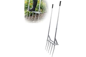 MINDOUB 5-Tine Broad Fork Heavy Duty Garden Fork Built Tough for Lasting Durability Loosen and Aerate Clay Soil on Farms and in Home Gardens