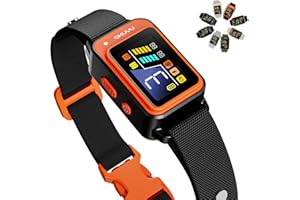 AKUVU Bark Collar-Rechargeable Smart Barking Collar- Anti Bark Training Collar with Adjustable Sensitivity Beep Vibration Shock- Bark Shock Collar for Small Large Medium Dogs (Orange)