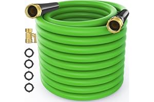 Lefree Garden Hose 5/8 in x 25 ft, Hybrid Polymer Water Hose with 3/4-inch Removable Brass Shut-off Valve, Heavy Duty, Sturdy, Drinking Water Safe, All-weather, No Kink, Ease of Use and Move (Green)