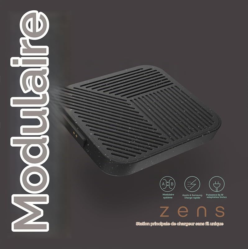 Zens Modular Stand Main Station Wireless Charger, Noir