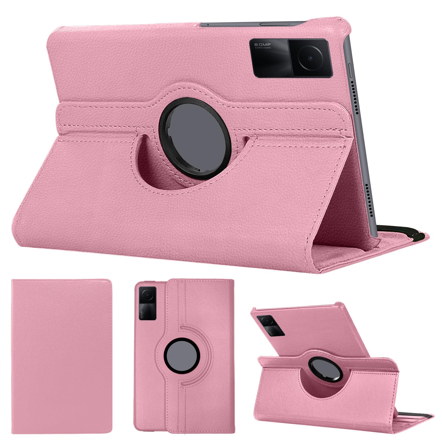 SWEIMEN Case Compatible with Xiaomi Redmi Pad SE 11 Inch, PU Leather Case, 360° Rotatable Multi-Angle Protection Stand Protective Case