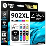 Smart Ink Compatible Ink Cartridge Replacement for HP 902 XL 902XL (4 Combo Pack) to use with Officejet Pro 6978 6968 6974 6975 6960 Officejet 6951 6954 6956 6958 Printers