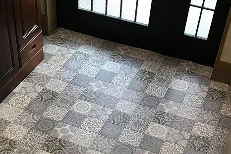 Amazon 玄関リフォーム Cfシート 施工簡単 キズ 汚れに強い おしゃれな Cf 玄関シート 約91 150cm S2406 グレータイル Cfgenkansheet 91 150 Sl 粘着テープ付き 防炎 抗菌 防カビ 塩化ビニール 日本製 Cf 玄関模様替え Diy モダン クッション性 灰色 グレー
