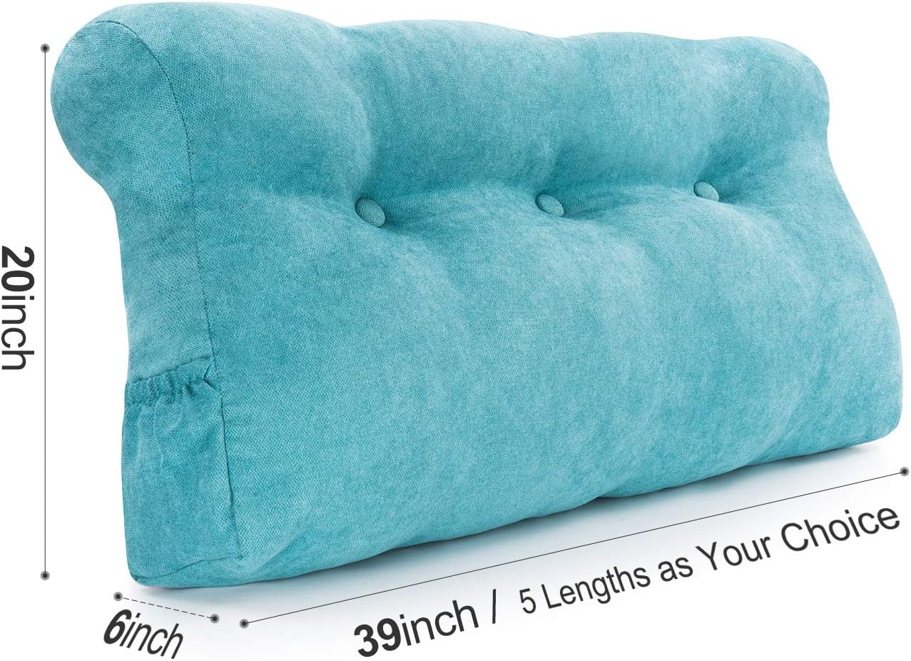 Vekkia Large Triangular Bed Rest Positioning Support Pillow for Reading in Bed, Perfect Bolster Lumbar Cushion for Day Bed & Bunk Bed, Wedge Headboard Pillow with Removable Cover Blue （Twin）: Home & Kitchen