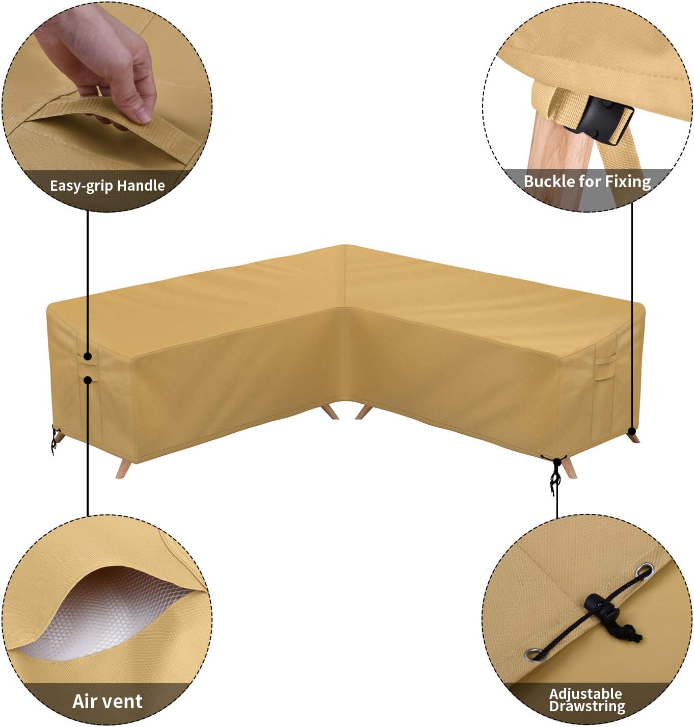 Sunkorto Patio V-Shaped Sectional Sofa Cover, Furniture Cover Garden Couch Cover Waterproof & Wear-Resistant for Outdoor : Garden & Outdoor