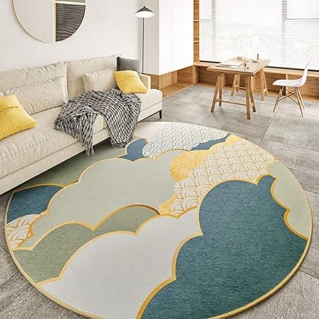 Amazon ラグ ラグマット 100 カーペット 洗える 丸 円形 北欧 幾何学柄 ホットカーペット対応 滑り止め カーペット オールシーズン使用 低反発 モダン リビング 子供部屋 ラグ おしゃれ 円形マット L 低反発ラグ ラグ カーペット オンライン通販