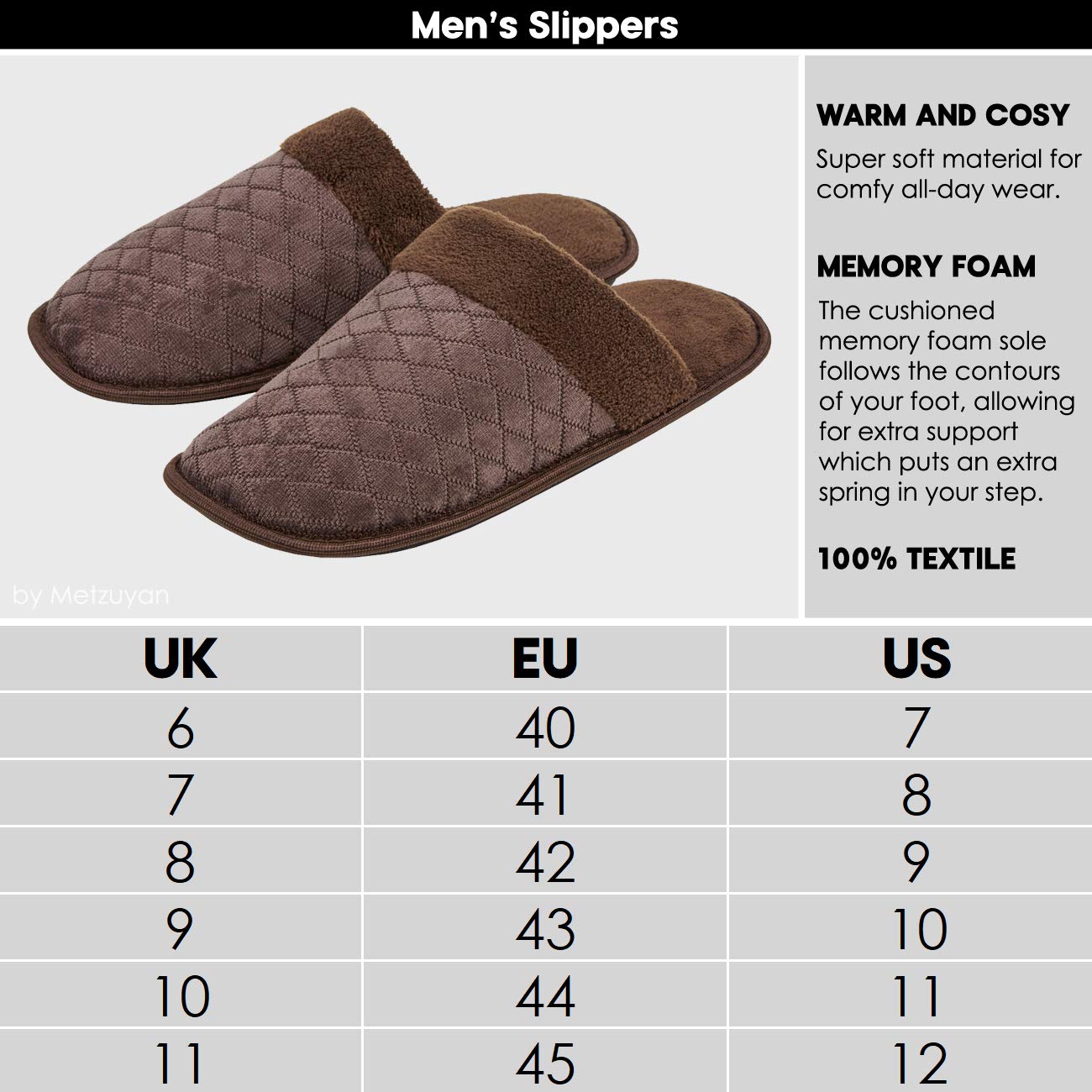 mens memory foam mule slippers