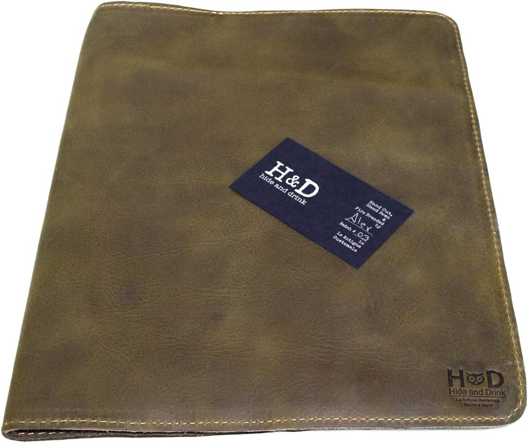 Hide & Drink, Rustic Leather Journal Cover (8.5 x 11 in.) / Refillable Moleskine Cahier XXL Handmade : Dark Jade : Office Products