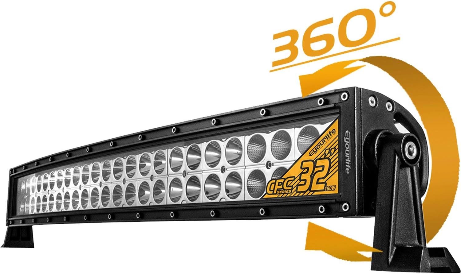 Eyourlife Curved Light Bar Truck Light Bar Off Road Light Bar Led Light Bar Led Work Light Bar 32" 180W ATV UTV TRUCK 4x4 Jeep SUV