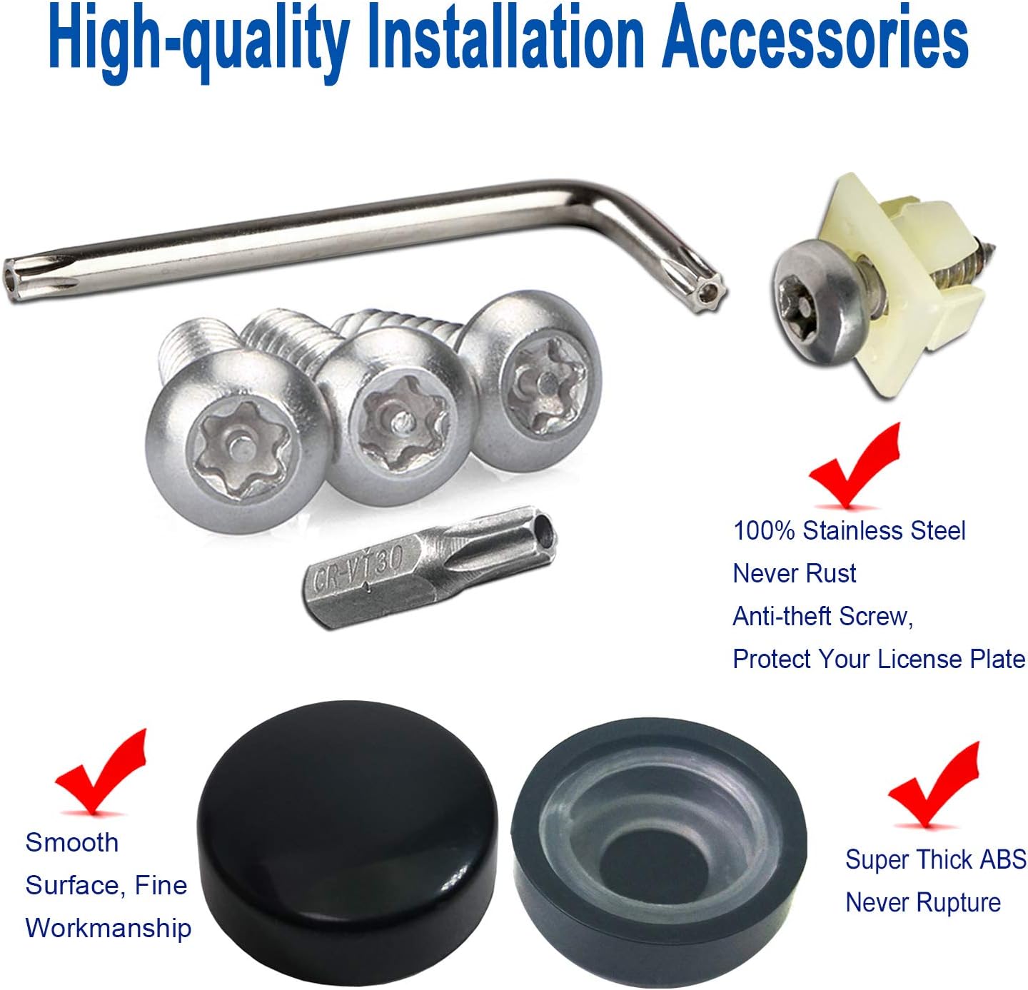 Exterior Accessories M6 Anti Theft License Plate ScrewsStainless Steel