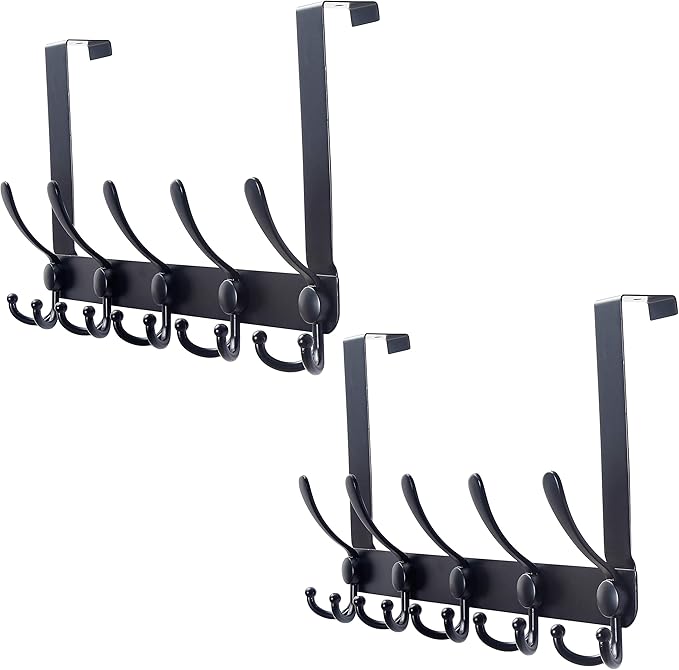SKOLOO Over The Door Hook 5 Tri Hooks, Stainless Steel Heavy Duty Over