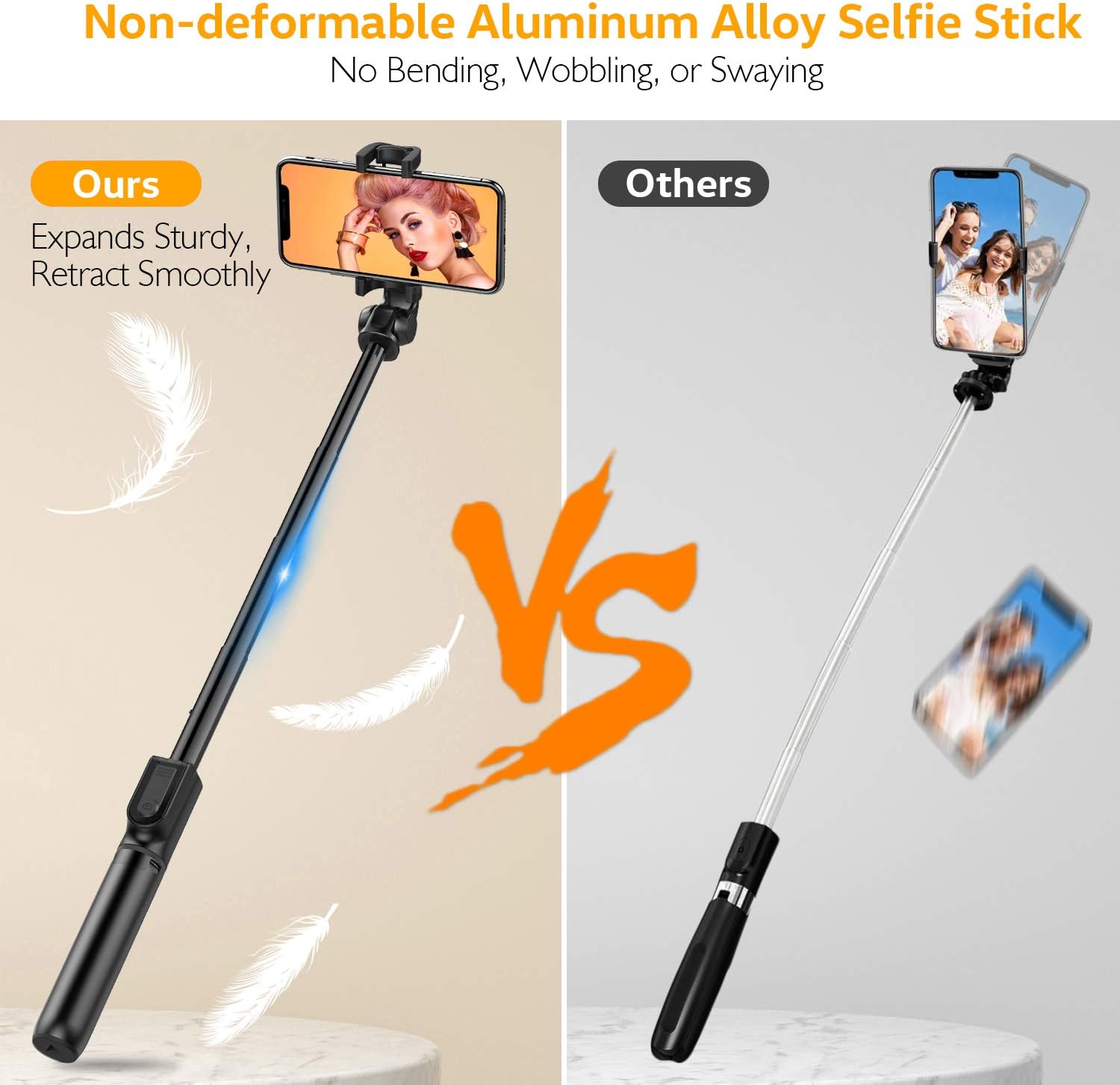 Selfie Stick Tripod, TECELKS Extendable Cell Phone Tripod with Detachable Bluetooth Remote Shutter, Suitable for Travel/Live Stream/Photography, Compatible with iOS/Android - BR21: Electronics