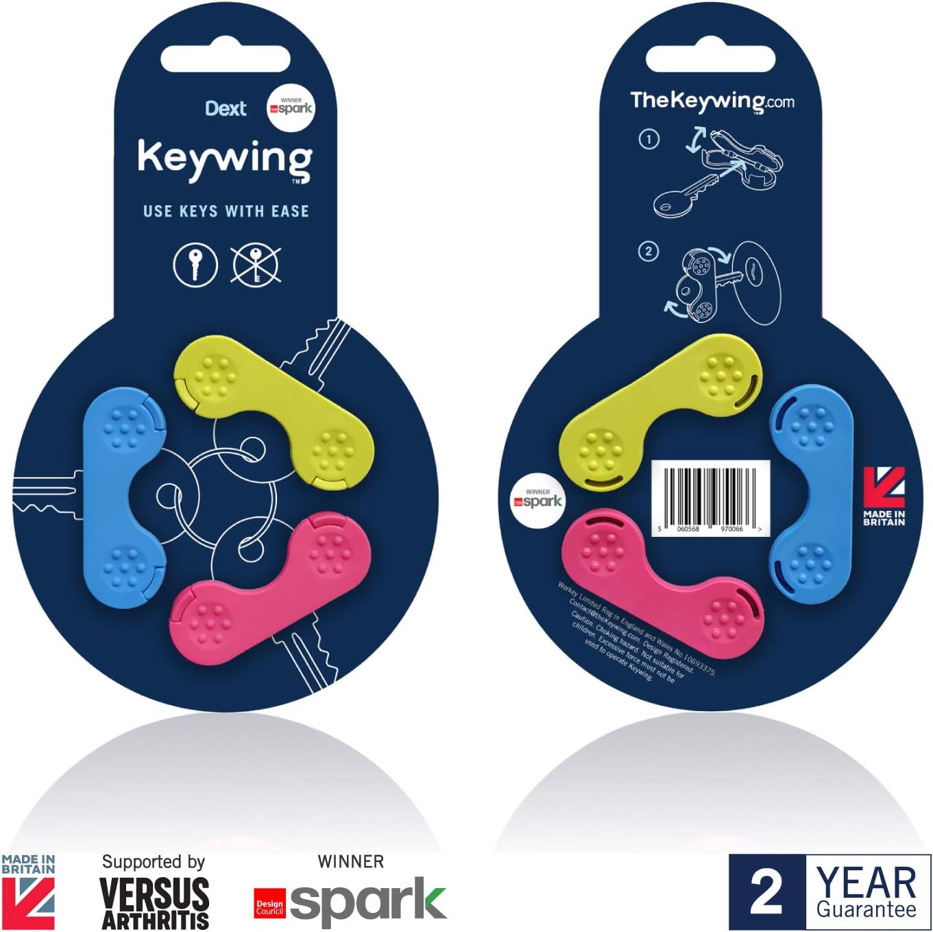 Keywing Key Turner Aid. Triple Pack. Award Winning. Makes Keys Easier to find, Grip and Turn. Perfect Thumb Turn for Arthritis, Elderly, MS, Parkinsons. Weak Grip & Hand aid to use Keys with Ease.: Health & Personal Care
