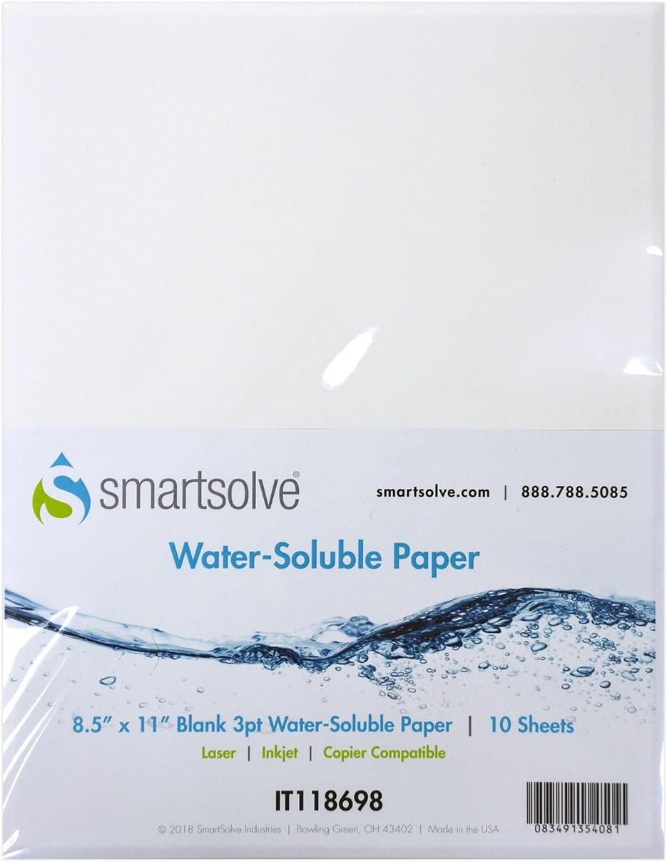 SmartSolve IT118698 Water-Soluble Dissolving Paper, 8.5" x 11", White (Pack of 10)
