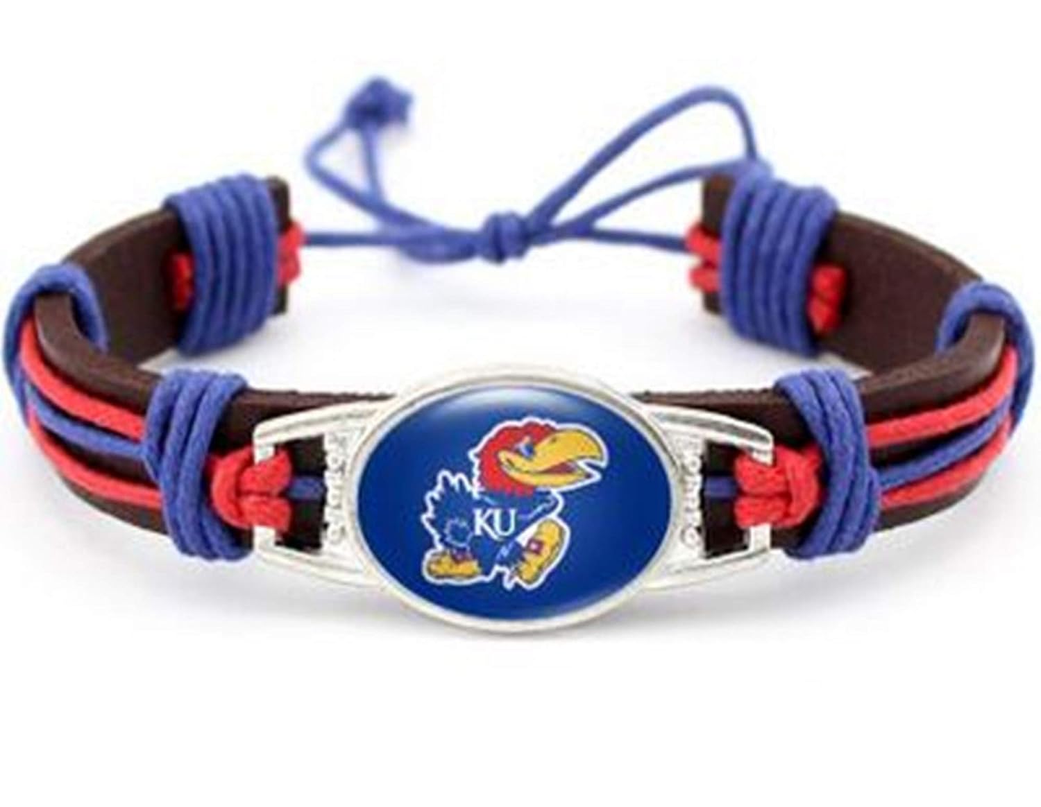 BAS Kansas Jayhawks Real Leather Adjustable Cord Tie 7 to 10