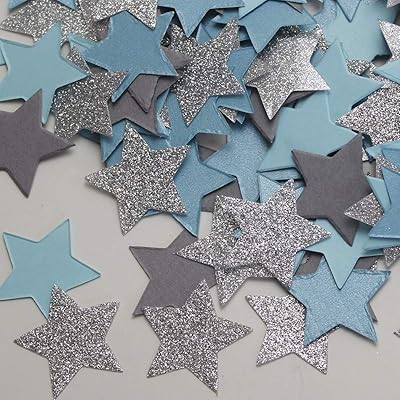 200pcs Twinkle Twinkle Little Star Blue Gray Silver Glitter