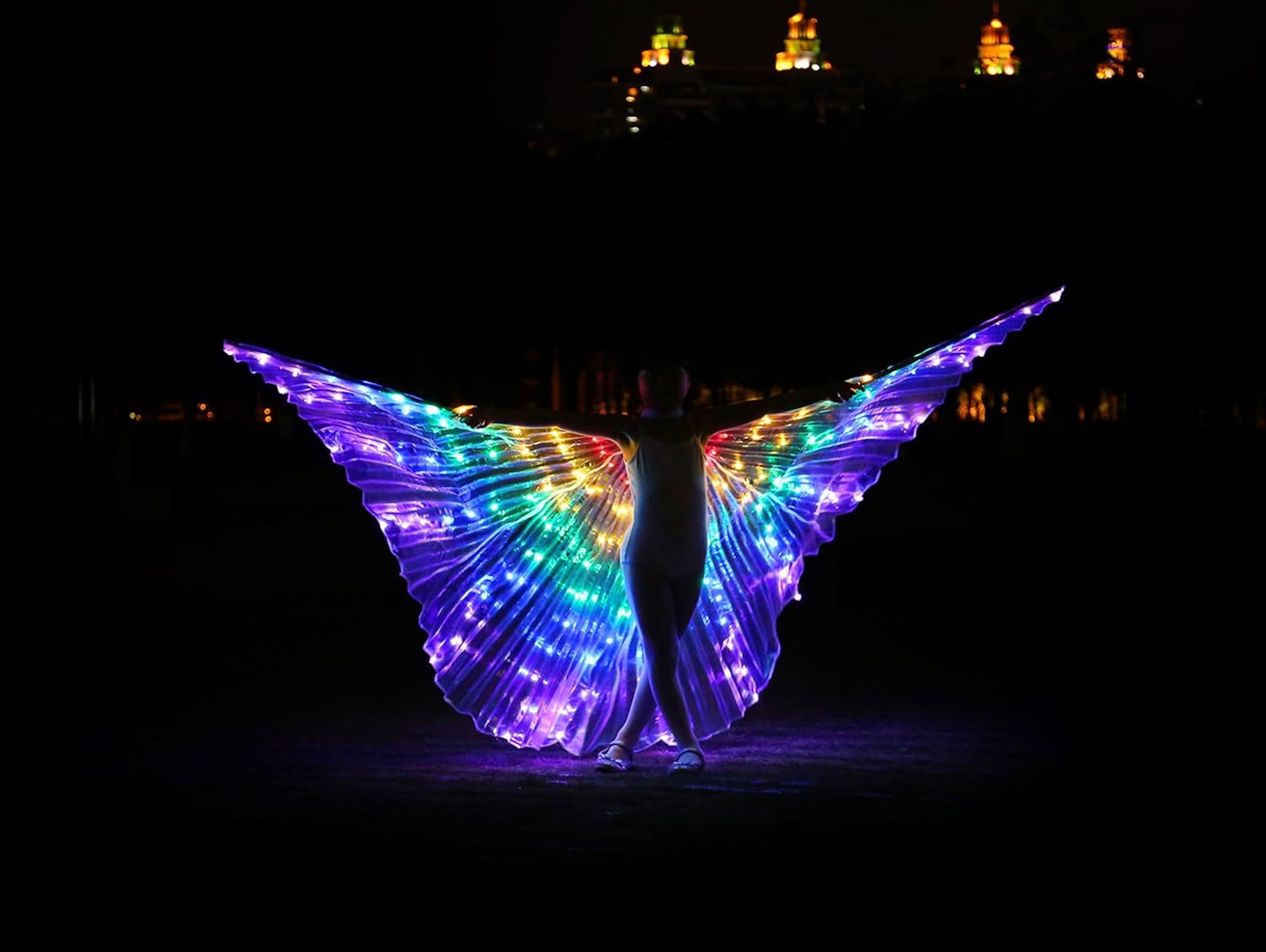 Dance Fairy Belly Dance LED Angel Isis Wings with Flexible Sticks (Colorful-Child): Clothing