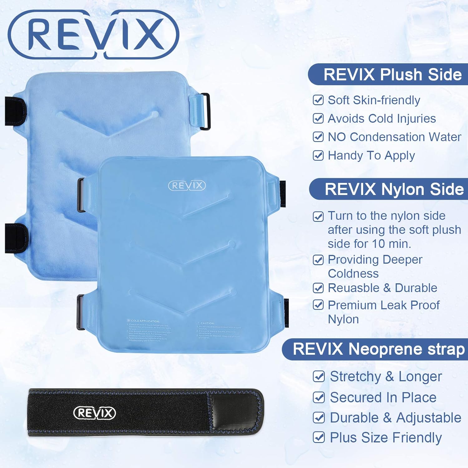 REVIX Gel Cold Pack- 12x15" Reusable Ice Pack Wrap for Injuries, Back, Hip, Shoulder, Leg, Knee and shin, Cold Compress for Swelling, Bruises, Surgery by Freeze Gel and Soft Plush Cover: Health & Personal Care
