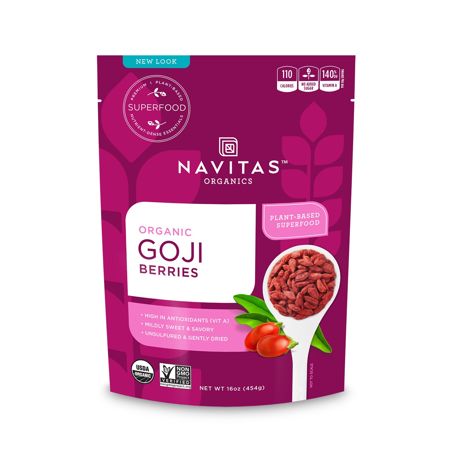 Navitas Organics Goji Berries, 16 oz. Bag — Organic, Non-GMO, Sun-Dried, Sulfite-Free