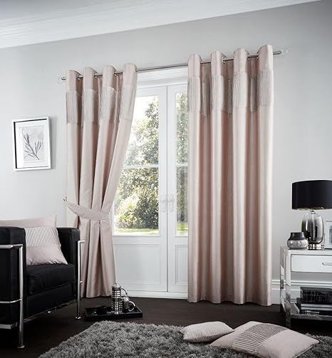 Luxury Ring Top Eyelet Fuel Design Curtains Pair Ready Made Fully