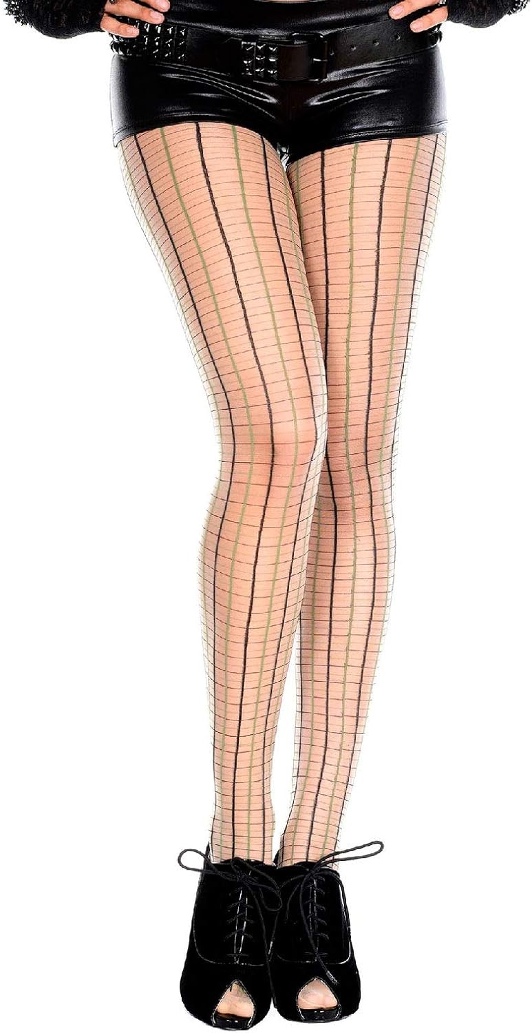 Multi Color Plaid Sheer Pantyhose Beige Green Clothing Amazon Com