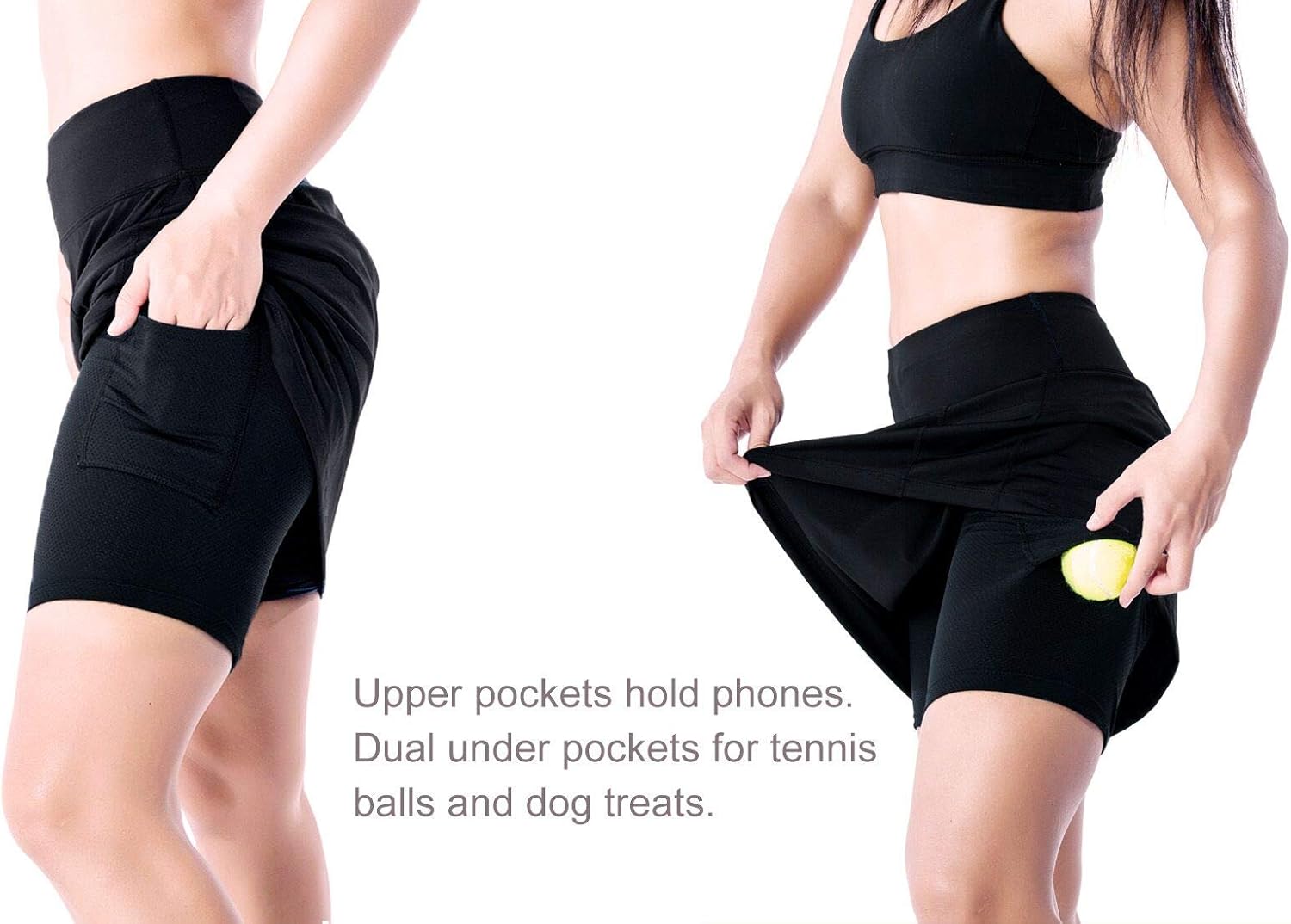 Yogipace Women's UV Protection 17" Long Tennis Running Golf Skort Active Skirt: Clothing